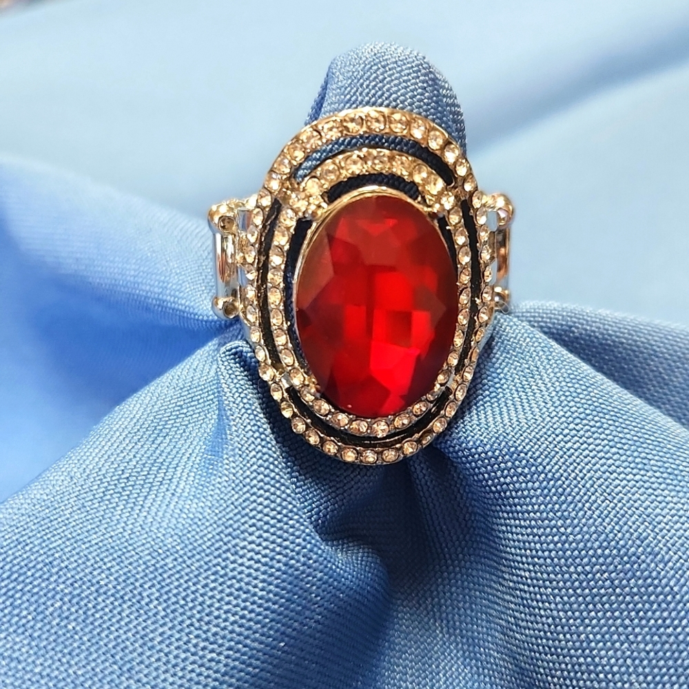 Paparazzi Red Rhinestone Ring -10